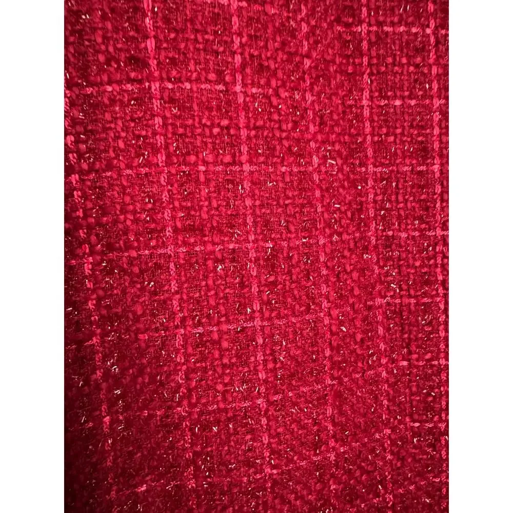 NWT WinterSilks red silk Multi Woven tweed collarless blazer coat size XL